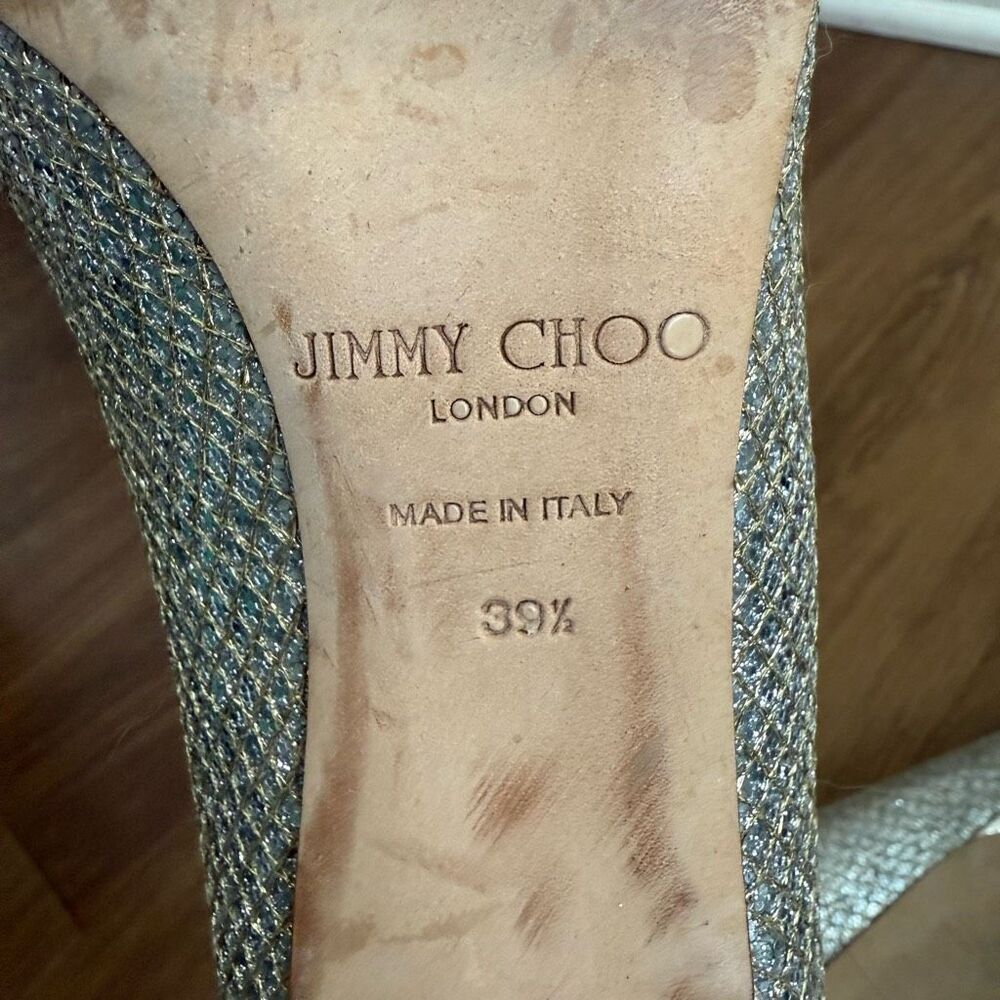 Jimmy Choo Glitter Fabric Isabel Peep Toe Pumps Heels 39.5 - Picture 11 of 11
